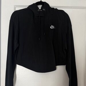 Nike Women's Black Hoodie with White Logo